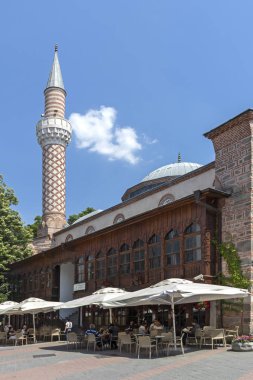 Plovdiv, Bulgaristan - 29 Mayıs 2019: Plovdiv şehrinin merkezinde ki Dzhumaya Camii, Bulgaristan