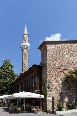 Plovdiv, Bulgaristan - 29 Mayıs 2019: Plovdiv şehrinin merkezinde ki Dzhumaya Camii, Bulgaristan