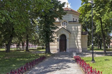 NIS, SERBIA - JUNE 15, 2019: Outside view of The Skull Tower (Cele Kula )- built from the 3000 skulls of dead Serbian warriors after Uprising in 1809 in City of Nis, Serbia clipart