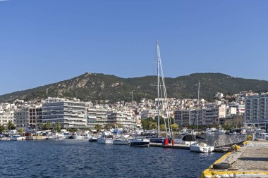 Panoramik şehir, Kavala, Yunanistan