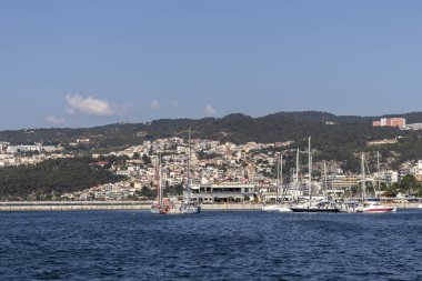 Panoramik şehir, Kavala, Yunanistan