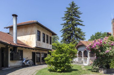 Pirot kasabasında Ponishavie Müzesi önünde Eski evler