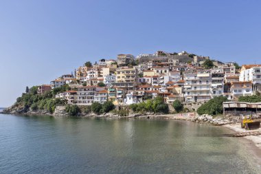 Kavala şehrinin eski şehir panoraması, Yunanistan