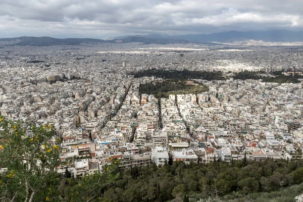 Panorama města Athén z kopce Lycabettus, Řecko — Stock fotografie