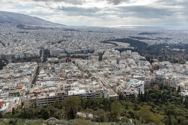 Panorama der stadt athens vom lycabettus-hügel, griechenland — Stockfoto
