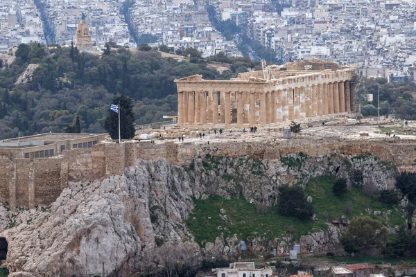 Panorama de la ciudad de Atenas de la colina de Lycabettus, Grecia — Foto de Stock