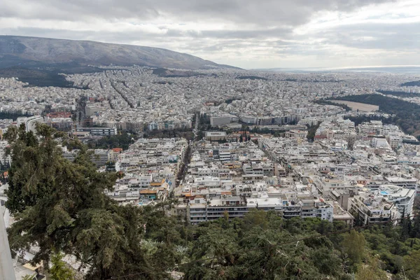 Panorama da cidade de Atenas da colina de Lycabettus, Grécia — Fotografia de Stock