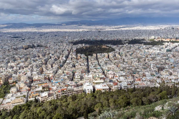 Panorama der stadt athens vom lycabettus-hügel, griechenland — Stockfoto