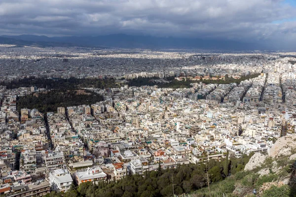 Lycabettus hill Atina şehrinin panoraması, Yunanistan — Stok fotoğraf