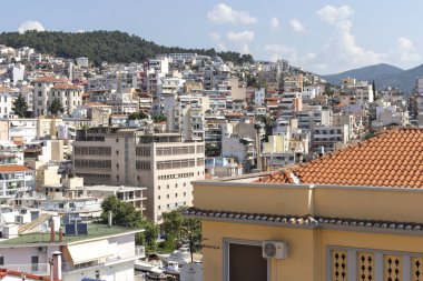Panoramik şehir, Kavala, Yunanistan