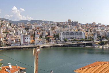 Panoramik şehir, Kavala, Yunanistan