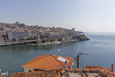 Panoramik şehir, Kavala, Yunanistan
