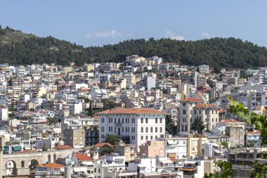 Panoramik şehir, Kavala, Yunanistan