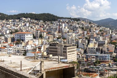 Panoramik şehir, Kavala, Yunanistan