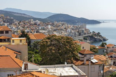 Kaleden Kavala şehrinin panoraması, Yunanistan