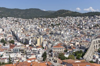 Kaleden Kavala şehrinin panoraması, Yunanistan