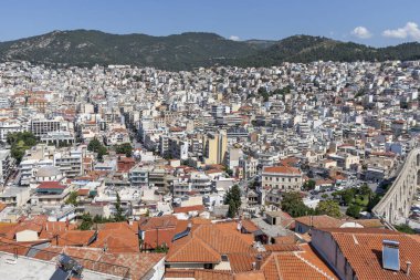 Kaleden Kavala şehrinin panoraması, Yunanistan