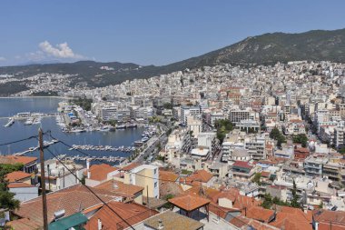 Kaleden Kavala şehrinin panoraması, Yunanistan