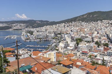 Kaleden Kavala şehrinin panoraması, Yunanistan
