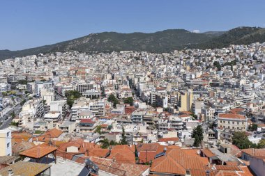 Kaleden Kavala şehrinin panoraması, Yunanistan