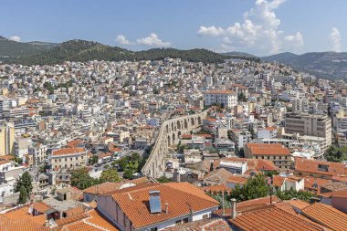 Kaleden Kavala şehrinin panoraması, Yunanistan