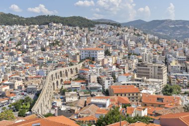 Kaleden Kavala şehrinin panoraması, Yunanistan