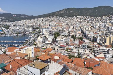 Kaleden Kavala şehrinin panoraması, Yunanistan