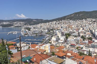 Kaleden Kavala şehrinin panoraması, Yunanistan