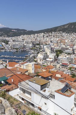 Kaleden Kavala şehrinin panoraması, Yunanistan
