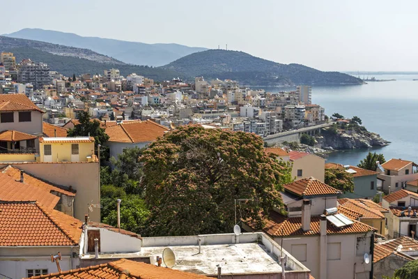 Панорама города Кавала из крепости, Греция — стоковое фото