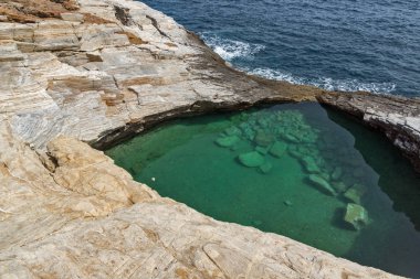 Giola doğal havuzu Thassos Island, Yunanistan 