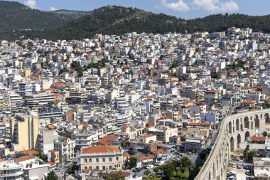 Kaleden Kavala şehrinin panoraması, Yunanistan