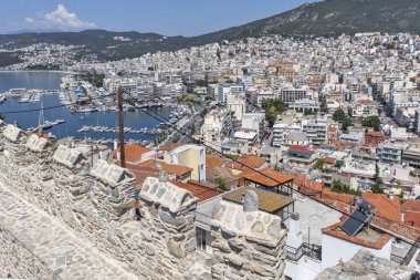 Kaleden Kavala şehrinin panoraması, Yunanistan