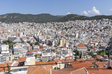 Kaleden Kavala şehrinin panoraması, Yunanistan