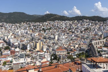 Kaleden Kavala şehrinin panoraması, Yunanistan