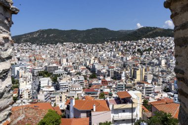 Kaleden Kavala şehrinin panoraması, Yunanistan