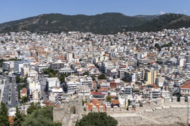Kaleden Kavala şehrinin panoraması, Yunanistan