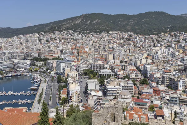 Kaleden Kavala şehrinin panoraması, Yunanistan
