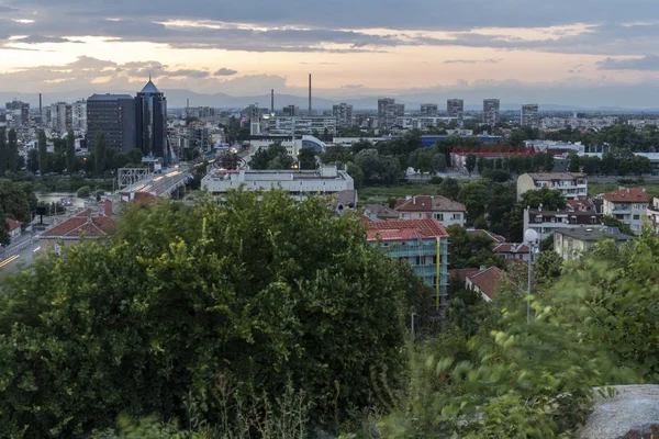 Sunset Panorama της πόλης Πλόβντιβ, Βουλγαρία — Φωτογραφία Αρχείου