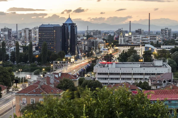 Night Panorama of city of Plovdiv, Bulgaria — Stock Photo, Image