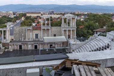 Bulgaristan'ın Plovdiv kentindeki Roma tiyatrosunda gün batımı
