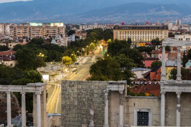 Bulgaristan'ın Plovdiv kentindeki Roma tiyatrosunda gün batımı