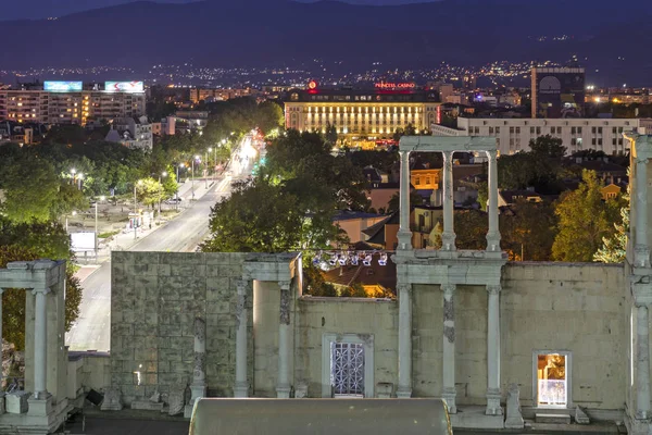 Night Photo of Roman theatre in city of Plovdiv, Bulgaria — Stock Photo, Image