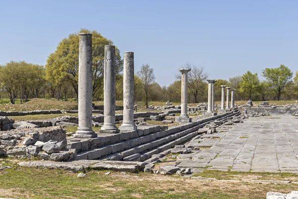Starożytne ruiny na terenie archeologicznym Philippi, Grecja — Zdjęcie stockowe