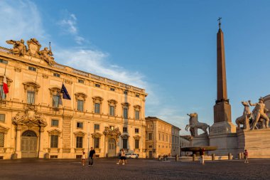 Roma'da Piazza del Quirinale gün batımı görünümü, İtalya