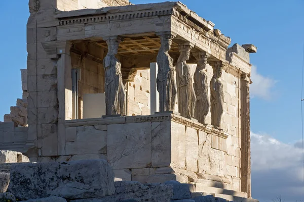 Świątynia Erechtheion na Akropolu w Atenach, Grecja — Zdjęcie stockowe