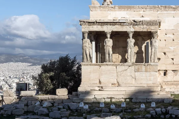 Templo O Erechtheion em Acropolis de Atenas, Greece — Fotografia de Stock