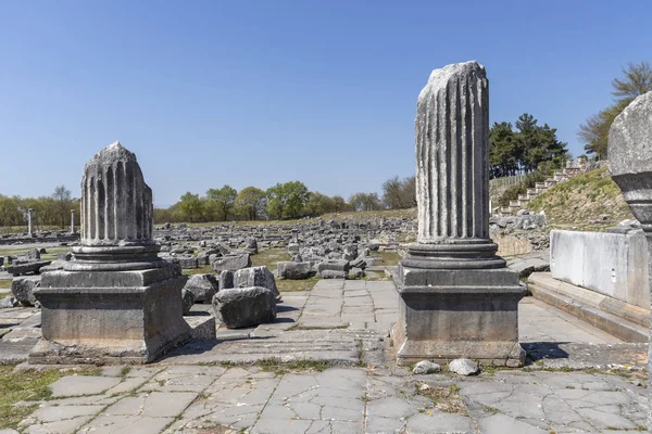 Antiguas ruinas en el área arqueológica de Filipos, Grecia — Foto de Stock