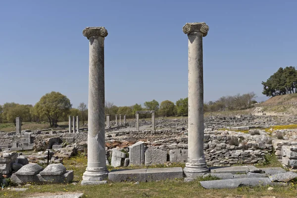 Starożytne ruiny na areale archeologicznym w Philippi, Grecja — Zdjęcie stockowe