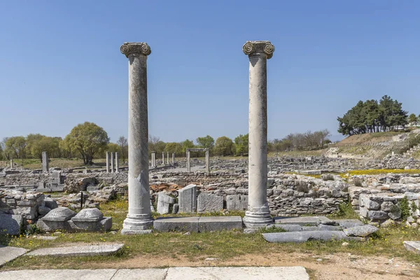 Starożytne ruiny na areale archeologicznym w Philippi, Grecja — Zdjęcie stockowe